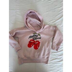 Abercrombie Kids Rolling Stones Pink Cherry Tongue Hoodie Sweatshirt Size 5/6